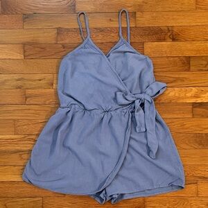 See You Monday Blue Wrap Jumpsuit